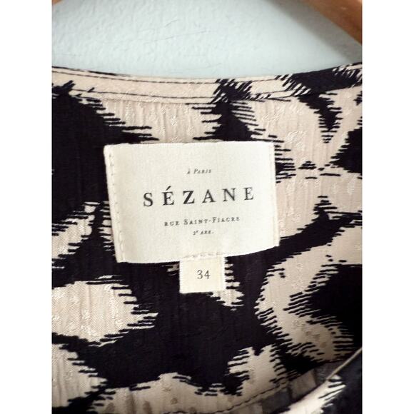 Sézane | Sezane | Linon Blouse in Black & White | Sz 34 / US Sz 2 - Picture 6 of 11